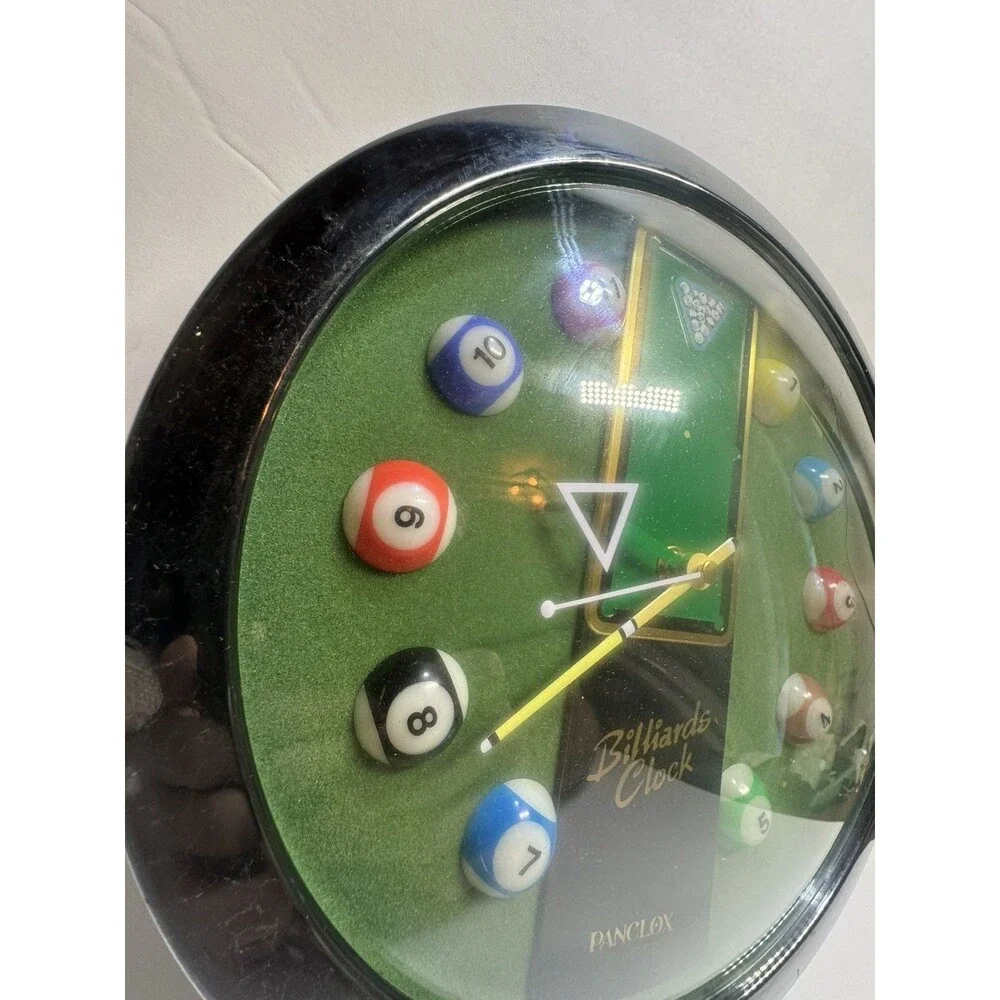 Vintage Billiards Clock Pool Ball Wall Clock Game Room Man Cave Decor Quartz